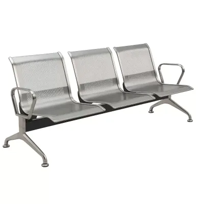 Longarina Aeroporto Premium Aço Inox 3 Lugares